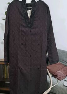 Maroon Embroidered Kurta