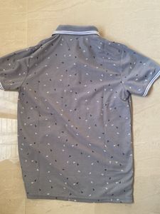 Stylish Grey Patterned Polo Shirt