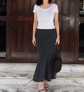 Korean Charcoal Denim Mermaid Pinterest Skirt