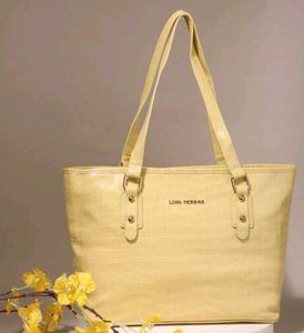 Lino Perros Cream Yellow Textured Handbag