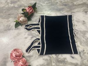 Navy &amp; White Trim Button Tank