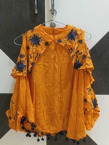 Orange Embroidered Top