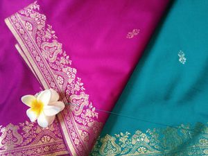 Elegant Pink &amp; Teal Saree