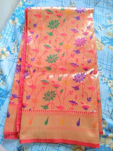 Banarasi Silk Katan Paithani Golden Saree♥️