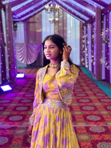 Yellow & Lilac Lehenga Choli Set