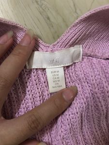 Lilac Cropped Knit Cardigan