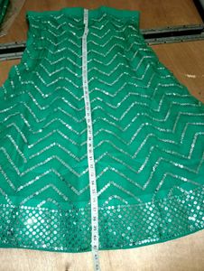 Emerald Green Sequin Unstiched Lehanga