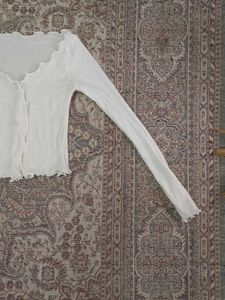 Korean White Ribbed Top.