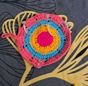 Handmade Crochet Specs Sunglass Bag/Pouch/Keychain