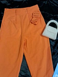 Orange High-Waisted Trousers