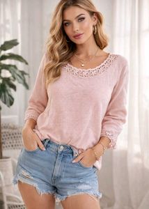 🎀Pink Crocheted Trim Top