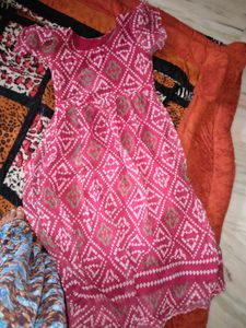Pink Bandhani Print Dress