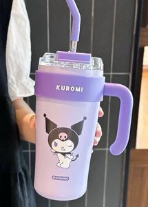 Kuromi Tumbler with Handle &amp; Straw - Purple