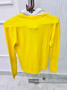 Yellow V-Neck Knit Sweater