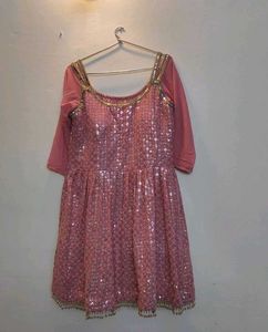 Pink Sequin Anarkali Suit