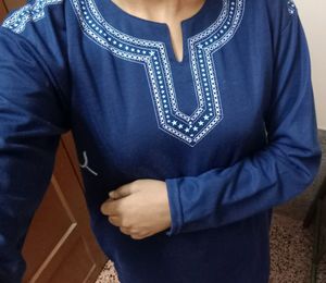 Navy Blue Printed Top for Women