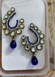 Royal Blue Kundan Earrings