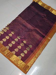 Elegant Purple &amp; Gold Pure Kanjivaram Silk Saree