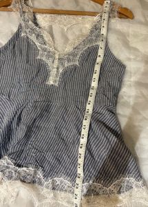 Beautiful Striped Lace Trim Top