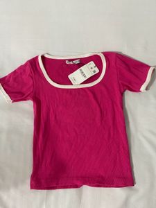 Zara Hot Pink Ringer Tee - New with Tags!