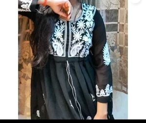 Black Embroidered Tunic Top
