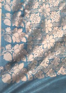 Elegant Teal Saree without blouse 🌟