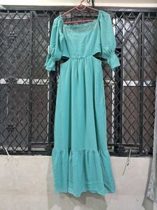 AND TEAL A-LINE DRESS