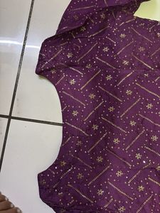 Purple Embroidered Sharara Suit