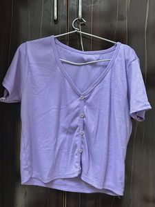 Cute Purple Button-Up Top