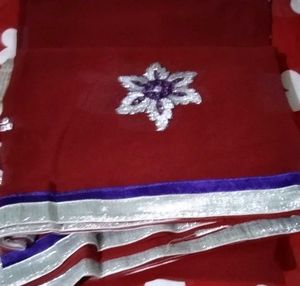 Maroon &amp; Purple Embellished Saree