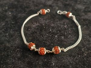 Trendy Real Silver Rudraksh Rakhi/Bracelet