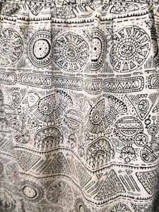 Ethnic Print Beige Flared Summer Dress