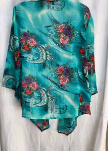 1981. Floral Print Sheer Cardigan