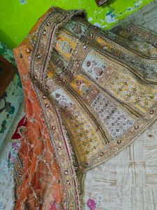 pastel colour full dabka work Bridal Lehenga