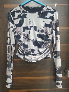 Abstract Print Long Sleeve Top