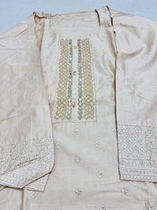 Elegant Cream Salwar Kameez