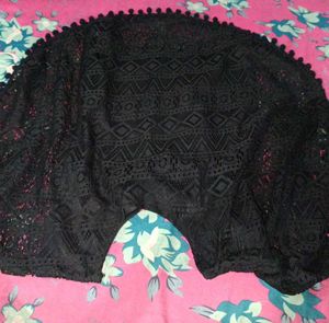 Party laser cut women black top