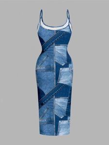 Denim Patchwork Bodycon Dress