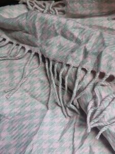 Pink Houndstooth Scarf with Fringe 1