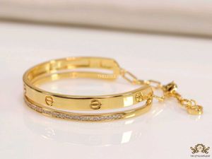 Gold plated double layer screw Braslet