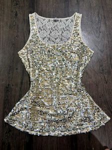Sequin & Lace Tank Top