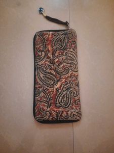 Kalamkari Wallet And 3 Compartment Pouch