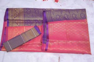 Pink &amp; Gold Kanchipuram Silk Saree