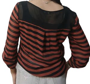 Y2k / punk/ gothic Mahroon and black Stripped top