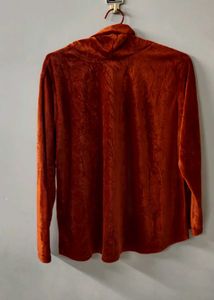 A LYCRA VELVET POLO NECK TOP