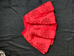Red Floral Cutout Skirt