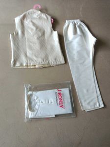 Boys cream kurta pajama with jacket