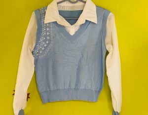 Blue Knit Sweater Vest