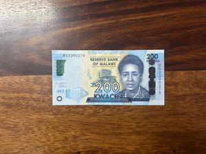 20, 50, 100, 200 MALAWIAN KWACHA BANKNOTES