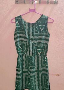 Green Printed Playsuit